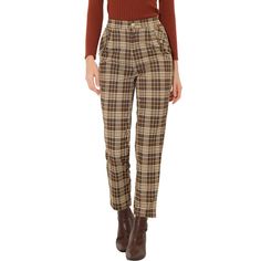 Retro and classic, this pant style with softly plaid fabric and an elastic waist. Plaid Pattern, is stylish and can be paired with blouses, sweaters, jackets, blazers, and overcoats. Perfectly pair with tops and casual shoes for a vintage and fashionable look. A classic plaid motif adds timeless sophistication to long pants with an easy design. Suitable for Casual, Street, Dating, Party, Weekend Gatherings, Holidays, and Daily Wear. Slacks Trousers, Easy Design, Long Trousers, Straight Trousers, Plaid Fashion, Plaid Fabric, Plaid Pants, Womens Clothing Sizes, Bottom Clothes