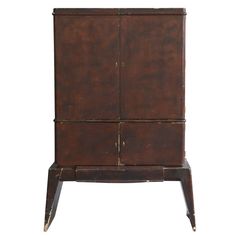 an old wooden cabinet with two doors