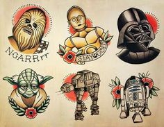 the star wars tattoos are on display