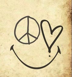 a peace sign with a smiley face drawn on it's side and the word love is in the middle