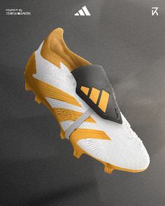 the adidas soccer shoe is designed to look like it's being worn in yellow and