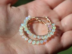 SOLID GOLD 14K Ethiopian Opal Hoop Earrings Welo Opal Earrings | Etsy Small Hoop Earrings Gold, Ethiopian Opal Earrings, Fire Opal Earrings, Jewelry Piercing, Gemstone Hoop Earrings, Small Hoop Earrings, Hoop Earrings Gold, Witch Aesthetic, Crown Jewels