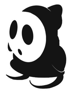 the panda bear logo is black and white, with an animal's head sticking out