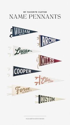 an image of pennants with names on them