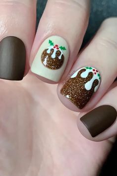 Pudding Nails, Short Christmas Nails, Christmas Nails Designs, Classy Nail Art Ideas, Classy Nail Art, Christmas Tree Nails, Classy Nail, Candy Cane Nails, Christmas Gel