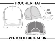 the trucker hat is shown in three different sizes