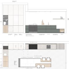 two drawings of the kitchen and dining area