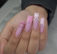 Pink Easter Nails, Azul Nails, Bday Nails, Overlay Nails, Girly Acrylic, Punk Nails, Airbrush Nails, Tapered Square, Nice Nails