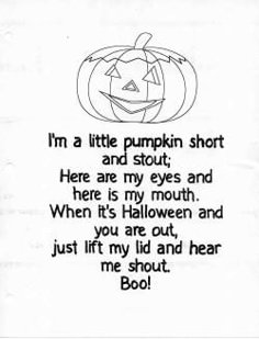 a poem written in black and white with an image of a pumpkin