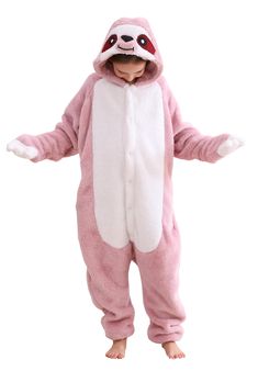 PRICES MAY VARY. WARM MATERIAL: Made of Flannel and the fabric feels so cozy and warm. You can wear some cloths under the kids animal costume or just regard as a pajamas in the winter. DETAILS: It children onesie is easily to get dressed and take off thanks to the button.This cute animal pajamas designed with tail,ears,nose,palm just as real animals. SIZE CHART: Sizes from 100 to 140, suitable for children from 90cm-146cm in height, that is children from 2 to 11 years old. OCCASION: The fun desi Onesie Halloween Costume, Sloth Onesie, Pink Sloth, Onesie Designs, Animal Onesie, Animal Pajamas, Halloween Onesie, Unisex Onesies, One Piece Pajamas