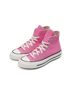 UNISEX CHUCK 70 HI PINK/EGRET/BLACK PINK/EGRET/BLACK M US Pink         Sports & Outdoor Shoes, size features are:Bust: ,Length: ,Sleeve Length: Retro Pink Sneakers For Summer, Pink Cotton Sneakers With Round Toe, Pink Cotton Round Toe Sneakers, Casual Pink Cotton Sneakers, Casual Athletic Shoes, Pink Things, Pink Converse, Pink Collar, Pink Sports