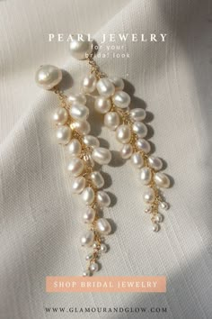 Christine Elizabeth, Bride Accessories Jewelry, Classic Pearl Earrings, Pearl Earrings Handmade, Pearl Statement Earrings, Elizabeth Jewelry, Long Pearl Earrings, Silver Statement Earrings