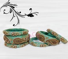 zardosi Embroidery Bangles, Cloth Jewellery, Kundan Jewellery Bridal