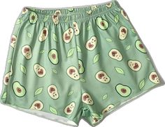 Cute Shorts For Summer Pajama Party, Green Pajama Shorts For Summer Sleepover, Cute Green Cotton Shorts, Cute Green Beach Shorts, Green Summer Pajama Party Shorts, Green Shorts For Summer Pajama Party, Summer Green Shorts For Pajama Party, Cute Green Short Bottoms, Trendy Green Pajama Shorts