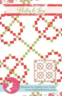 a christmas quilt pattern with red and green squares