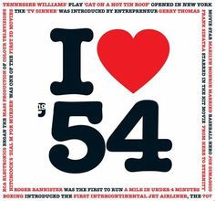 the i love 54 sign is displayed in black and red