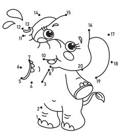 an elephant dot to dot game with numbers