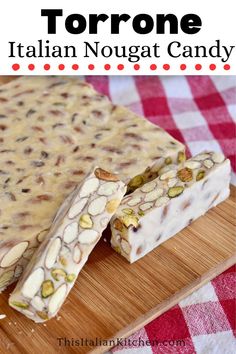 homemade italian nougat candy made with almonds and pistachio