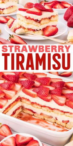 strawberry trirami cake with strawberries on top