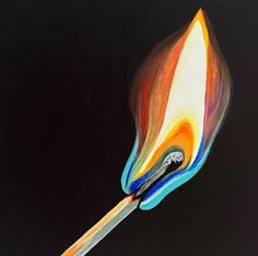 an artistic painting of a matchstick with multicolored flames