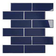 a dark blue brick wall with white trim