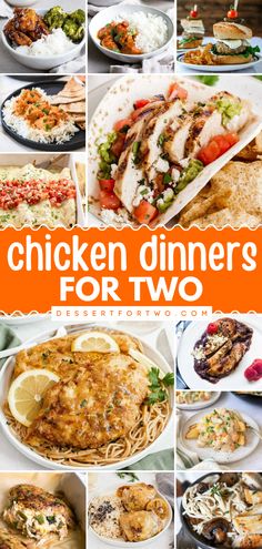 Check out these easy meal ideas if you're whipping up food for two! They're also family-friendly dinners. Whether simple or fancy and romantic, these chicken dinners for two are delicious. Find your new favorite dinner recipe with chicken! Easy Meals For Two Chicken, Simple Chicken Recipes For 2, Chicken Dinners For One, Chicken Meal For Two, Healthy Chicken Recipes For Two, Dinner Meal Prep Chicken, Easy Chicken Dinner For 2, Easy Chicken Recipes For One, Creative Chicken Dinners