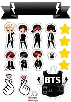 the bts sticker sheet is shown