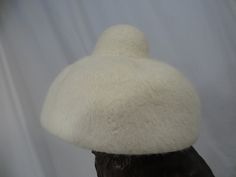 An unusual shape on this 50's cream white ivory felted wool hat. Interior circumference is 20.75". Condition good, no stains - has some surface dimples, not holes but could be from storage. Unlined. Made in Italy by Corona. Has its G. Fox & Co. label. Creatures Of Comfort, Vintage Kimono, Wool Hat, Inspired Dress, Hat Making, Beanie Hat, Up Hairstyles, Cream White, Beanie Hats