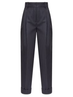 Tailored Trousers Women, Pinstripe Trousers Outfit, Classic Style Personality, Trousers Women Outfit, Baseball Jacket Outfit, Pinstripe Trousers, Slacks For Women, Vintage Trousers, Trendy Fashion Tops