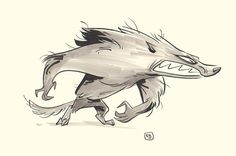 a drawing of a wolf running with it's mouth open