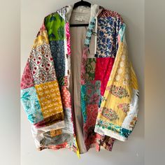 This Gorgeous One Of A Kind Custom Lined Patchwork Hooded Jacket Is One Size Fits All. New!! All Have Different Color Clothes And Designs, A Truly Unique Piece That Is Sure To Get You Many Compliments!! Patchwork Outfit, Quilted Long Jacket, Quilt Coats, Ashley Taylor, Color Clothes, Quilt Coat, Pattern Jacket, Quilted Coat, One Size Fits All