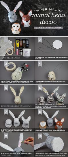 paper mache animal head decor instructions for making an origami bunny rabbit mask