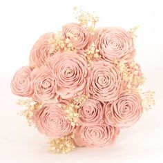 a bouquet of pink roses and baby's breath