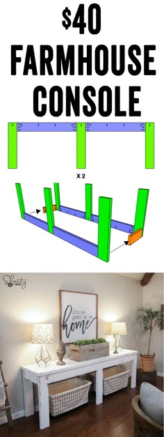 the instructions for how to build a diy farmhouse console table from scratchsticks