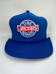 Vintage Trucker Hat Retro Mesh Snapback Cap Jacobs Tire Service Automobile Collectible Trucking Memorabilia Car Collector 80s Red White Blue Good used vintage condition with some wear due to use and age. Thank you. :) Cheap Retro Hats For Baseball Season, Cheap Retro Trucker Hat With Curved Bill, Cheap Vintage Blue Trucker Hat, Cheap Retro Snapback Trucker Hat, Cheap Adjustable Vintage Trucker Hat, Cheap Retro Trucker Hat, Cheap Vintage Trucker Hat For Spring, Affordable Vintage Blue Trucker Hat, Cheap Blue Trucker Hat With Short Brim