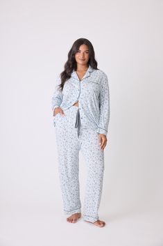 Elevate your sleepwear with our light blue modal pajama set adorned with a mini leopard-floral print. Featuring contrasting piping and a chest pocket, this set combines playful patterns with practical elegance for a restful night’s sleep. This style is made from modal, a fan-favorite sleepwear fabric. Modal is a versatile year-round fabrication that has a smooth, luxe feel. Blue Air, Pj Shorts, Sleepwear & Loungewear, Collar Top, Pajama Sets, Sleep Mask, Pj Sets, Getting Cozy, Sweet Dreams