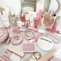 @stellinesoftness Makeup Products Dior, Pink Makeup Products, A Lot Of Makeup, Makeup Idea, Lots Of Makeup, Pink Makeup, Makeup Items, Lip Glow, Prom Makeup