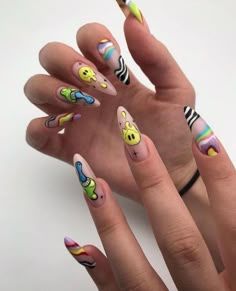 Trippy Nail Art, Nail Nail Designs, Summer Nails Art, Opal Nails