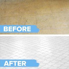 before and after photos of a tile cleaning job