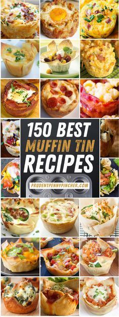 the cover of 150 best muffin in recipes, with pictures of different types of pies