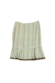 Current Boutique-Nanette Lepore - Mint & Tan Striped Lace Trim Skirt Sz 0 Lace Trim Skirt, Girly Clothes, Frill Skirt, Tan Skirt, Fashion Minimalist, Professional Wardrobe, Striped Skirt, Ribbed Knit Dress, Body Dress