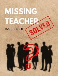 the cover of missing teacher case files, which includes an image of two people and a question mark