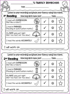 two worksheets for reading and writing