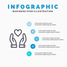 infographic business presentation with hand holding heart