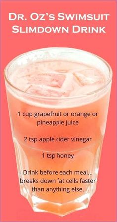 Fedtforbrændende Mad, Slim Down Drink, Diet Drinks, Healthy Drinks Recipes, Diet Vegetarian, Idee Pasto Sano, Water Recipes, Dr Oz