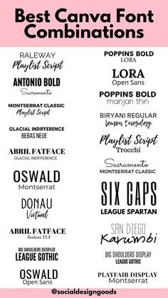 the best canvas font combinations for any type of lettering, including letters and numbers in different styles