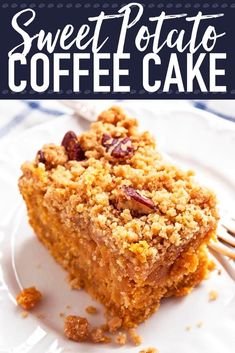 sweet potato coffee cake on a white plate