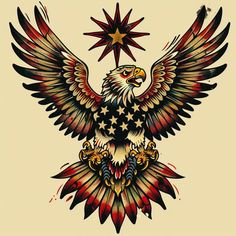 an eagle with stars on it's wings