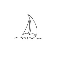 a line drawing of a sailboat in the ocean