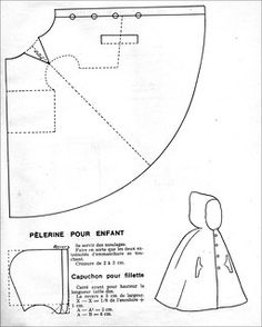 the sewing pattern for a cape is shown